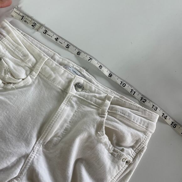 Zara Jeans Women 4 White Raw Frayed Hem High Rise Skinny Denim Distressed - Picture 5 of 7